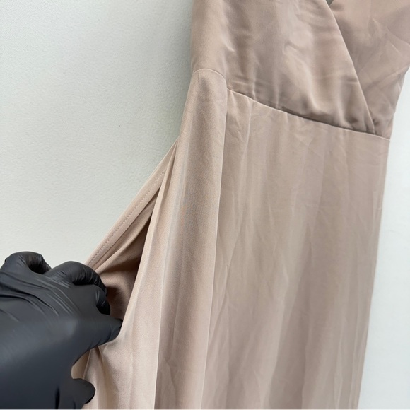 Birdy Grey Moni Women Maxi Dress Taupe Neutral Medium Convertible Bridesmaids - Picture 3 of 10